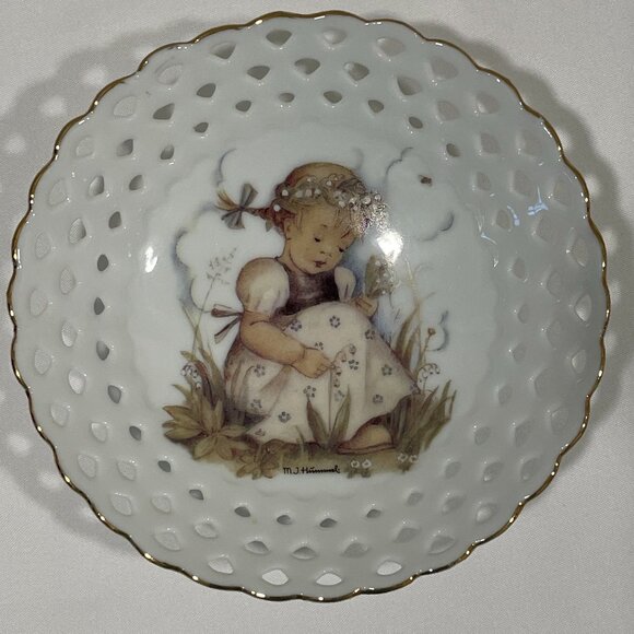 MJ HUMMEL Genuine Vintage Filagree Trinket Dish, Maiglockchen-Lily of the Valley - Picture 1 of 5